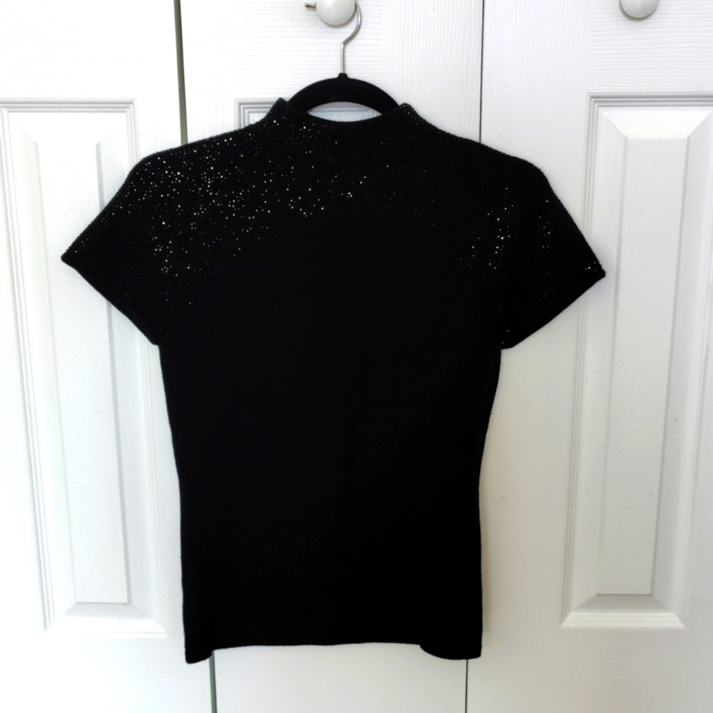 Reiss sleeveless mock neck embellished knit top